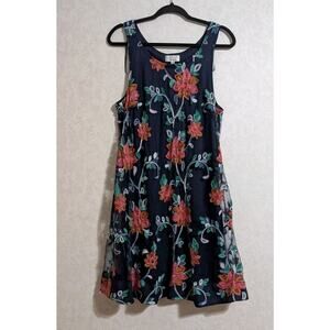 Robbie Bee Womens Blue with Floral Embroidered Overlay Dress Size 1X